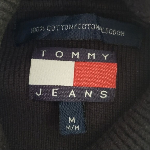 Tommy Hilfiger Vintage 80s Turtleneck Sweater Size M Spellout Tommy Jeans Preppy - Picture 4 of 9
